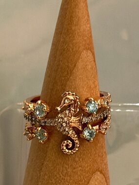 Bomb Party Atlantis Shimmering Seas Gold Seahorse Ring - Women's Jewelry